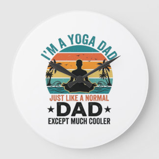 Relógio Grande Pai Yoga Vintage Pôr do Sol Engraçado Camisa Pai D