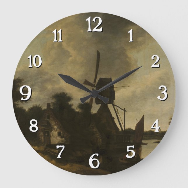 Relógio Grande Paisagem com moinho de vento - Salomon Rombouts (Frente)