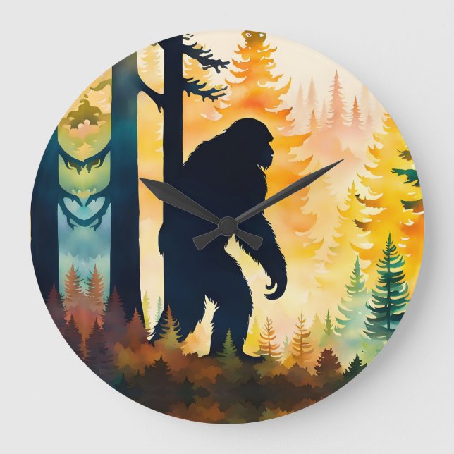 Relógio Grande Paisagem de outono Sasquatch Sunset (Frente)