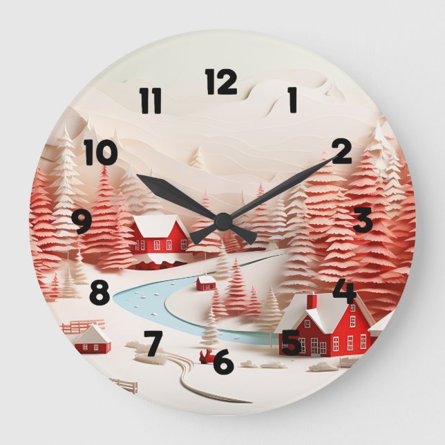 Relógio Grande Paisagem Escandinava 3D (Frente)