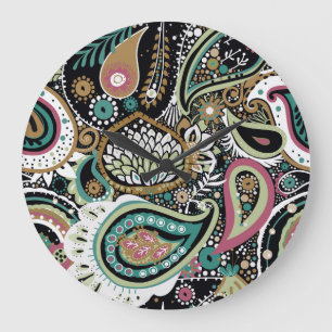 Relógio Grande Paisley asiático: design moderno sem costura.