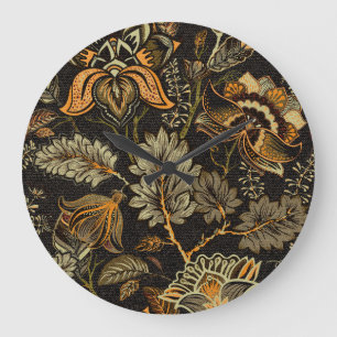 Relógio Grande Paisley floral indiano, padrão étnico uniforme.
