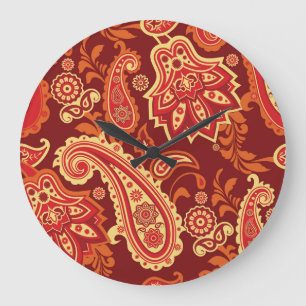 Relógio Grande Paisley, flores: padrão sem costura ornamental