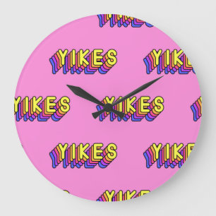 Relógio Grande Palavras: Papel de parede cor-de-rosa.