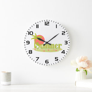 Relógio Grande Palm Tree Summer com Sun e Beach