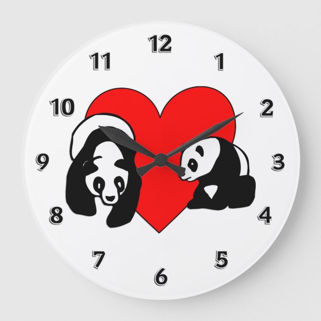 Relógio Grande Panda Love (Frente)