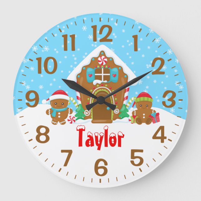 Relógio Grande Pão-de-gengala vermelho e azul (Frente)