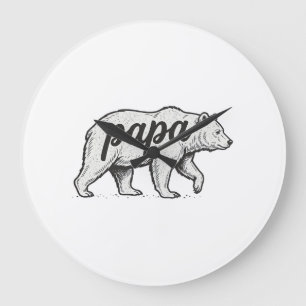 Relógio Grande Papa Urso Desenho Vetorial de Gravura Vintage_1