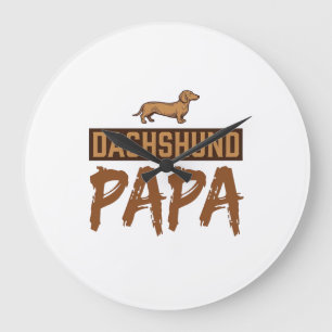 Relógio Grande Papai Dachshund Gravação Vintage Design de Papai C