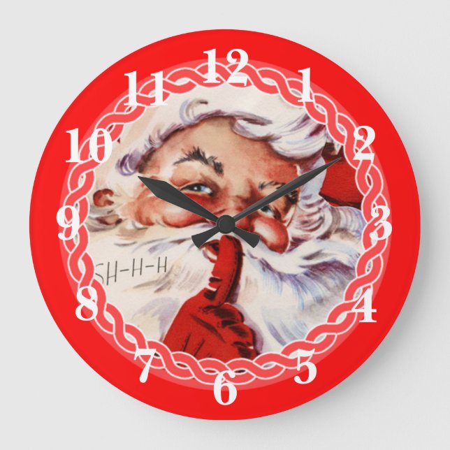 Relógio Grande Papai Noel Adorável (Frente)