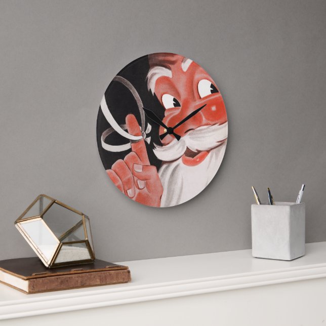 Relógio Grande Papai Noel Antigo com Cordão de Lembrete no Dedo (Escritório)