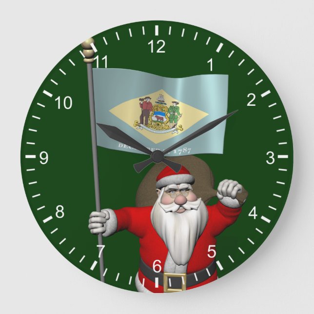 Relógio Grande Papai Noel Com Alferes De Delaware (Frente)