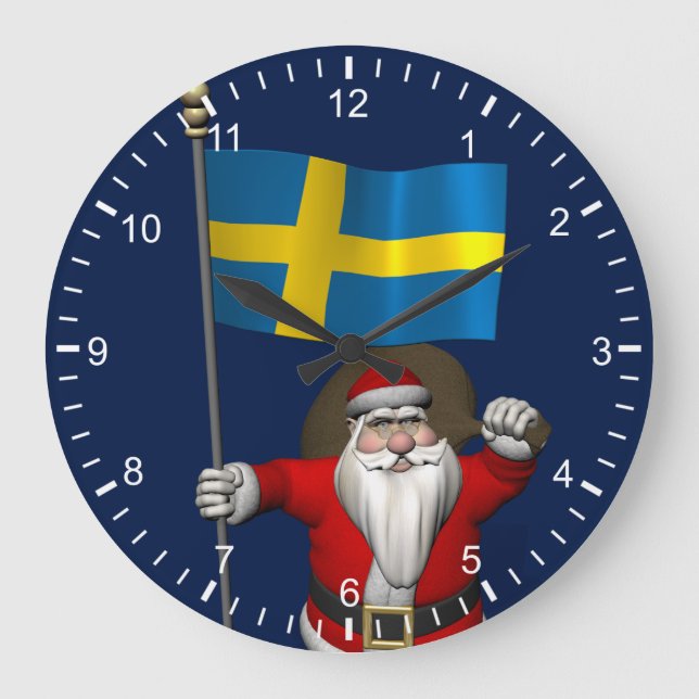 Relógio Grande Papai Noel Com Suecia (Frente)