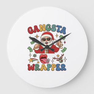 Relógio Grande Papai Noel de Natal Wrapper Gangsta Microfone Dinh