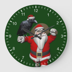 Relógio Grande Papai Noel Engraçado Ama Corvos