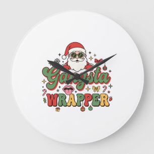 Relógio Grande Papai Noel Envolto Gangsta Natal