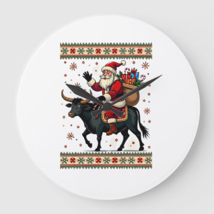 Relógio Grande Papai Noel Vintage Montado em Vaca das Terras Alta