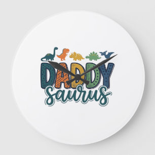 Relógio Grande Papai Saurus Desenho Vetorial de Pai Dinossauro Bo