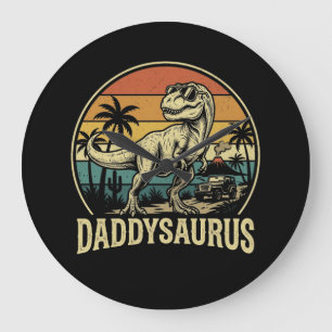 Relógio Grande Papai Trex Dinossauro Daddysaurus Retro Dia dos Pa
