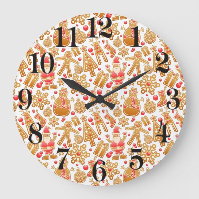Relógio Grande Papais noeis e Biscoitos de Natal com Gingerpão de (Frente)