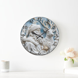 Relógio Grande Papais noeis e Reindeer Charm