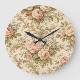 Relógio Grande Papel de Parede com Padrão Floral Vintage