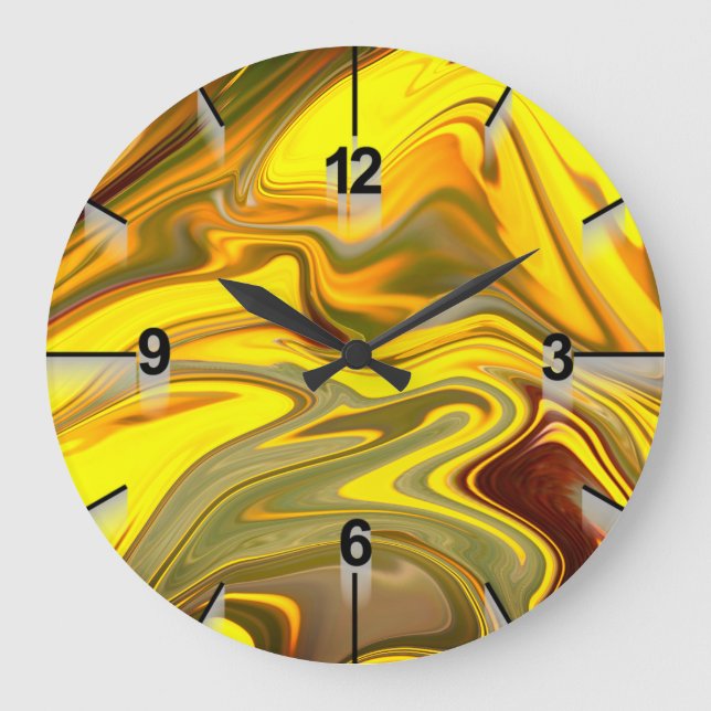 Relógio Grande Papel Digital Amarelo Marble Waves-55448 (Frente)