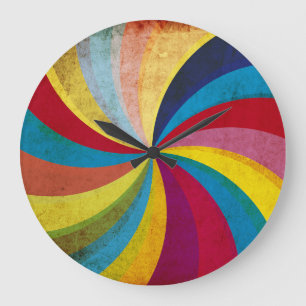 Relógio Grande Papel retrorreflector, fundo de espiral colorido.
