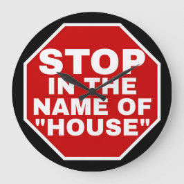 RELÓGIO GRANDE "PARE NO NOME DA HOUSE" FONTES BRANCAS, BG VERMELH