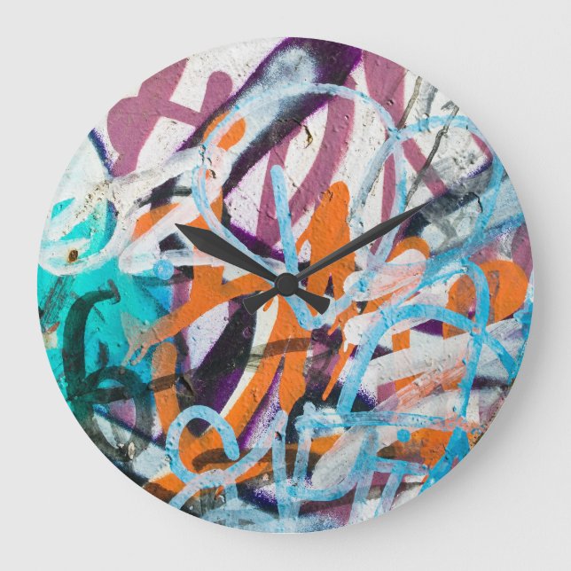 Relógio Grande Parede de concreto, textura granulada. (Frente)