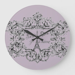 Relógio Grande "Paris impressão do rolo da torre Eiffel de Je