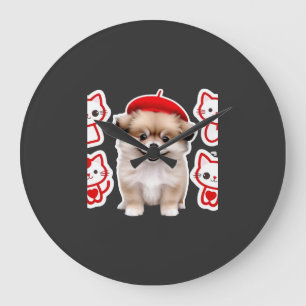 Relógio Grande Paris Pup & Kitty Crew � Cachorro e Gato com Boina
