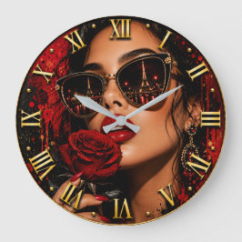 Relógio Grande Paris Rose Noir Fashion Elegant Woman Portrait