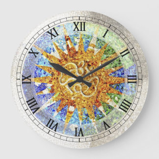 Relógio Grande Park Guell mosaicos Wall Clock