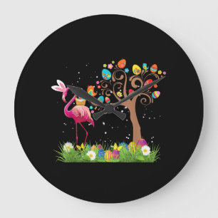 Relógio Grande Páscoa Bunny Flamingo 2021 Amantes Flamingo Cuj