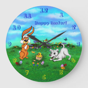 Relógio Grande Páscoa - Coelho e Pintinho da Capo