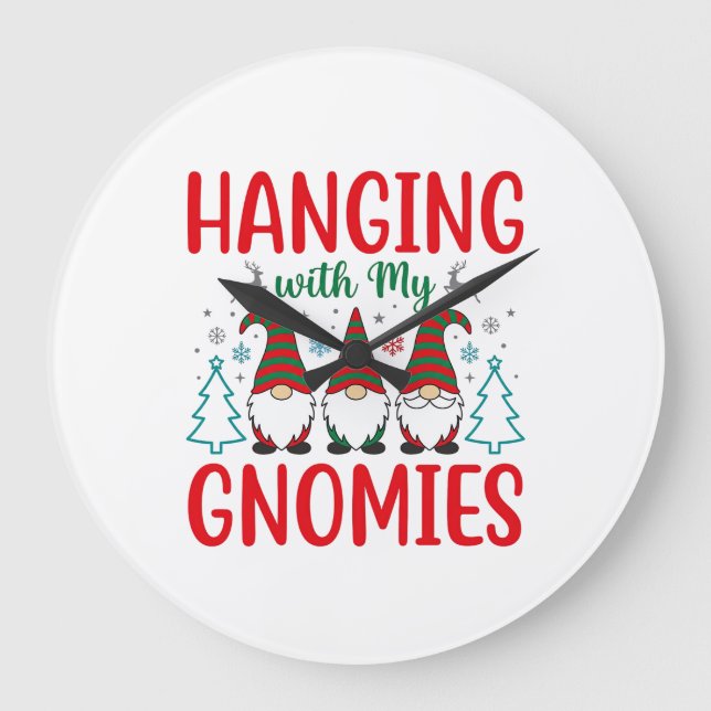 Relógio Grande Passando o Natal com Meus Gnomos (Frente)