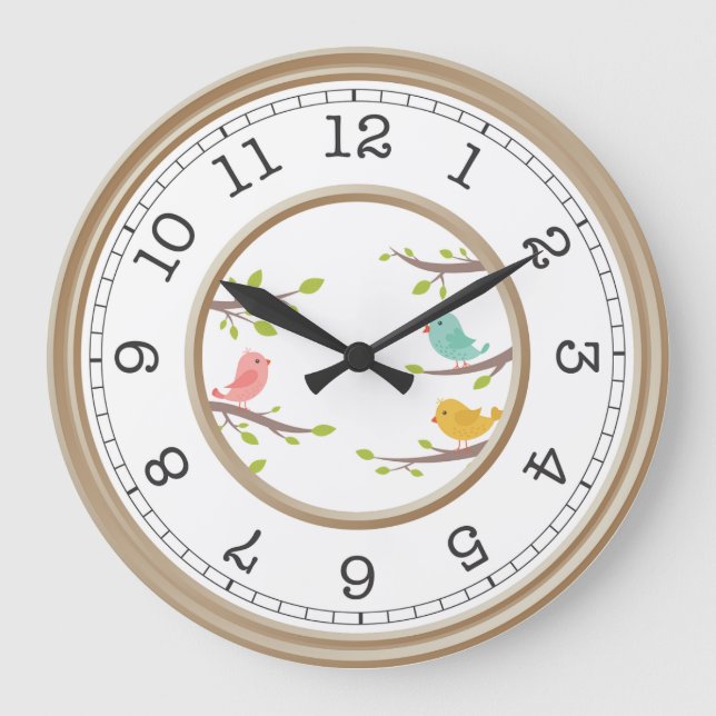 Relógio Grande Pássaros Coloridos nas Sucursais (Frente)