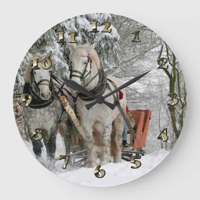 Relógio Grande Passeio em Snowy Forest (Frente)