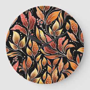 Relógio Grande Passionflower Exotic: Vintagem Floral Preta