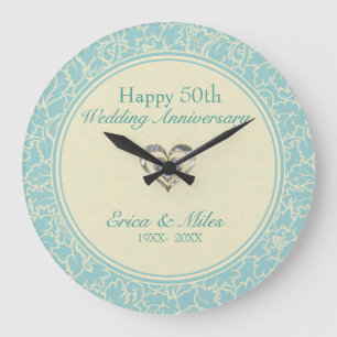 Relógio Grande Pastel Azul E Creme