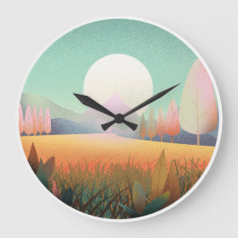 Relógio Grande Pastel Boho Mountain Landscape Nature Clock