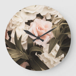 Relógio Grande Pastel Floral Vintage: Elegância do Eterno
