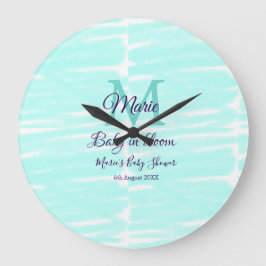 Relógio Grande Pastel green baby in bloom monogram baby shower te