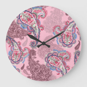 Relógio Grande Pastel paisley, tradicional padrão étnico uniforme