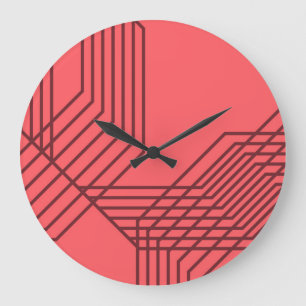 Relógio Grande Pastel Red, simples, moderno, design geométrico