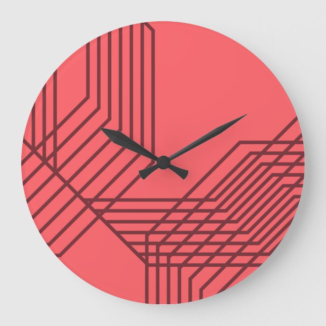 Relógio Grande Pastel Red, simples, moderno, design geométrico (Frente)