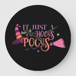 Relógio Grande Pastel Witch Hocus Pocus Halloween Broomstick