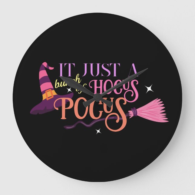 Relógio Grande Pastel Witch Hocus Pocus Halloween Broomstick (Frente)