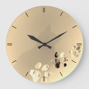Relógio Grande Pata Brown de creme limpo do gato